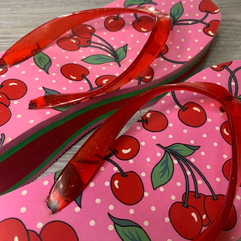 Wedged Cherry Flip Flops - Picture 3 of 4